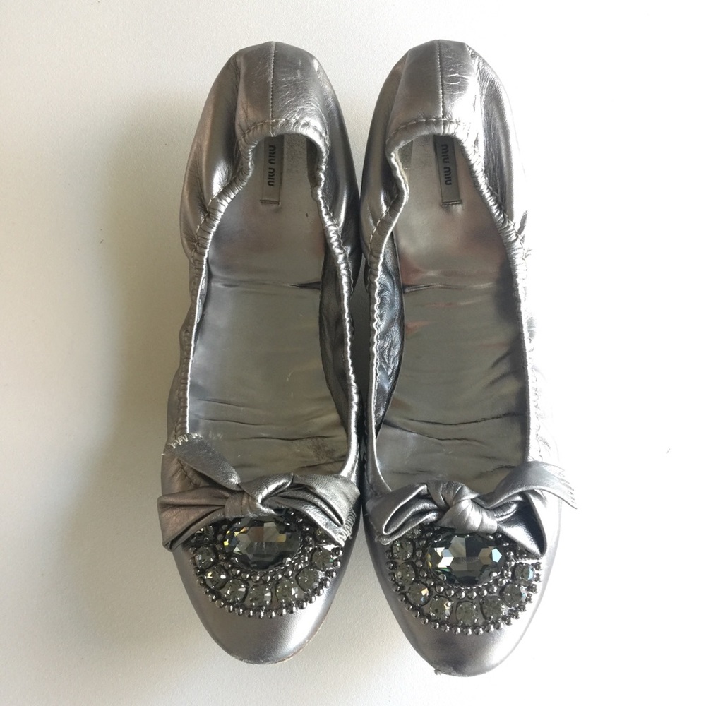 Miu Miu Ballet Flat w/embellished toe and bow